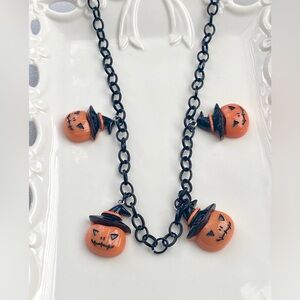 N226-Halloween Collection 4 Pumpkin Black Necklace/Chain